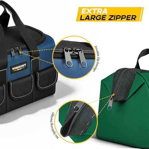 2 Piece Tool Bags,12 inch Storage Bags, Heavy Duty Canvas with Multiple Pockets, Green and Blue