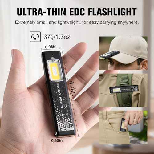 RECHOO Rechargeable Flashlights High Lumens 2Pack, Magnetic EDC Flashlight with Clip, 8 Modes Powerful Pocket LED Flashlight, Waterproof Portable Flat Flashlights for Home Camping Emergency