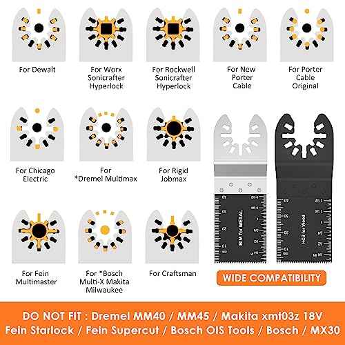 8Pcs Oscillating Saw Tool Blades Set Bi-metal Stainless Steel Multitool Blades Kit Quick Release Oscillating Blades Precise Cutting Saw Blades with 3 Gaskets for Wood Plastic Cutting(8pcs)