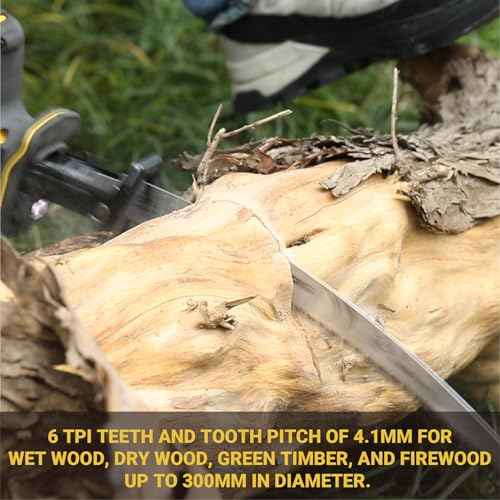 Japanese Teeth Wood Pruning Reciprocating Saw Blades, 15 Inch, 6 TPI, Arc Edge Wood Pruning Saw Blades for Tree Trimming, for Sawzall Blades for Trees (5 Blades)