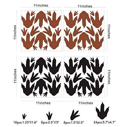 Dinosaur Footprints Wall Decals (56pcs) 4 Size Dinosaur Tracks Decals Dinosaur Decor Baby Nursery Decals Removable Peel and Stick Vinyl Decals for Boy Bedroom Decorations