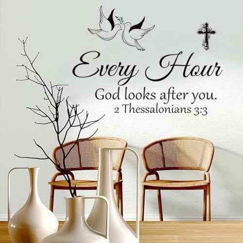 Bible Verse Wall Stickers Inspirational Quote Motivational Scripture Sticker Peel and Stick Wall Decals Religious for Living Room Family Home Bedroom Decor