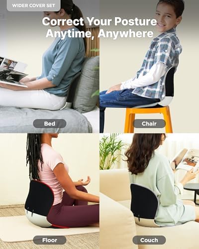 curble Wider(Standard Wide) Cover Set – Lower Back Support Chair with Detachable Cover, Lumbar Support Back Posture Corrector, Back Pain Relief (Set Black)