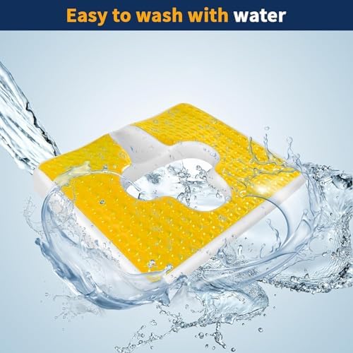 Bed Sore Cushion for Butt, T Shaped Opening Triangular Slope Design, Breathe Freely Fiber Bedsore Pressure Relief Pillow, Anti Decubitus Cushion for Elderly, Bedridden, Disabled (Yellow)