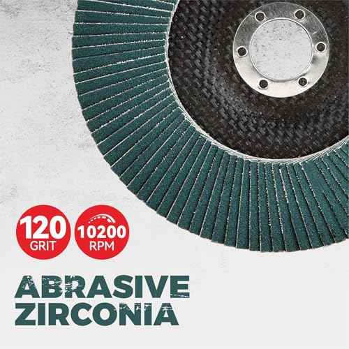 10 Pack, 6" x 7/8" Flap Discs, Arbor Size 7/8-inch, T27 Industrial Zirconia Abrasive Grinding Wheel for Metal, Wood, Stainless Steel Finishing, 120 Grit