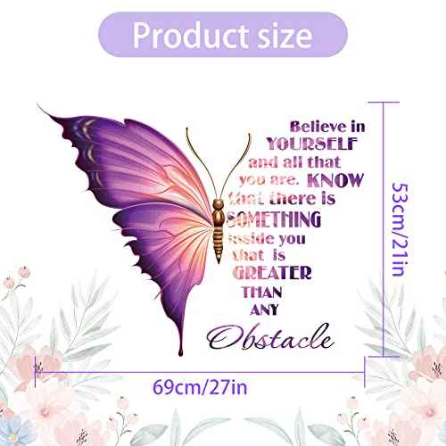 Large Inspirational Butterfly Wall Decals Stickers, Motivational Saying Positive Peel and Stick Wall Art Decals for Women Girls Bedroom Living Room Office (Colorful)