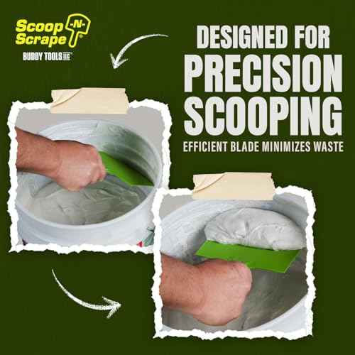 Buddy Tools Scoop-N-Scrape - Efficient Bucket Scoop for 5-Gallon - Lightweight and Durable Curved Bucket Trowel - Made with Heavy-Duty Nylon - Scrapes Clean, No More Shavings
