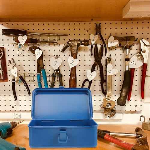 Housoutil Portable Tool Box Repair Tool Storage Container General Tool Box Hardware Case Craft Storage Toolbox for Tools Metal Tool Boxes Hand Carry Blue