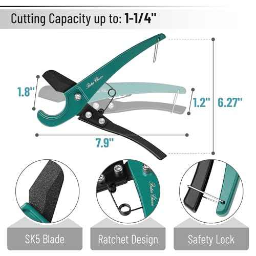 Bates- PEX Pipe Cutter, Cuts up to 1-1/4", Tube Cutter 1/8"-7/8", PTFE Seal Tapes, PEX Tools, Rubber Hose Cutter Tool, PEX Cutter Tool, PEX Cutters, Plastic Pipe Cutter, Pipe Cutters Plumbing