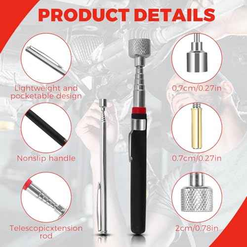 3 Pack Magnetic Pickup Tool- Extendable Magnet, Telescopic Magnetic Pick-up Tool, Bendable Flexible Magnetic Pickup Tool