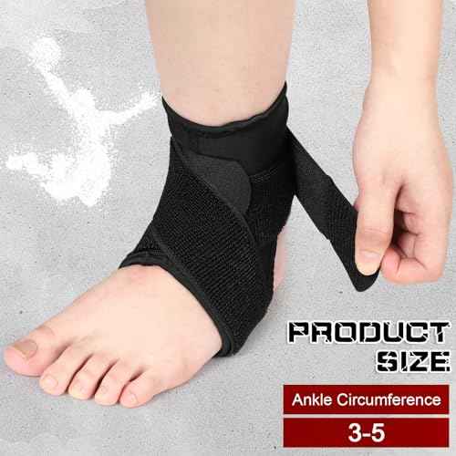 Honoson 2 Pcs Ankle Brace Kid Breathable Neoprene Ankle Support Compression Sleeve Achilles Tendonitis Relief Elastic Foot Brace with Adjustable Wrap for Sprained Plantar Fasciitis(Black,S)