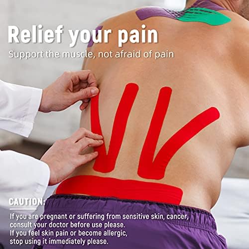 QianCheng 4 Pack Kinesiology Tape for Sports Athletes - 16 FT Waterproof Athletic Tape for The Knee, Elbow and Shoulder Muscles, etc. (Beige)