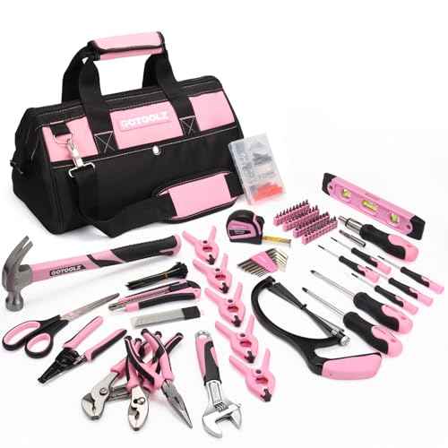 269-Piece Home Tool Set, General Household Repairing Tool Kit with Storage Bag, Basic Hand Tool Kit Set for Home Maintenance, DIY and Crafts(Pink)