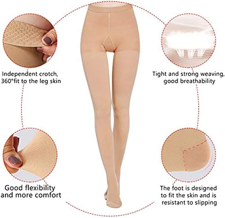 KISSLIFE 2 Pairs Compression Pantyhose Women Support Hose 20-30 mmHg Closed Toe Graduated Compression Stockings for Varicose Veins