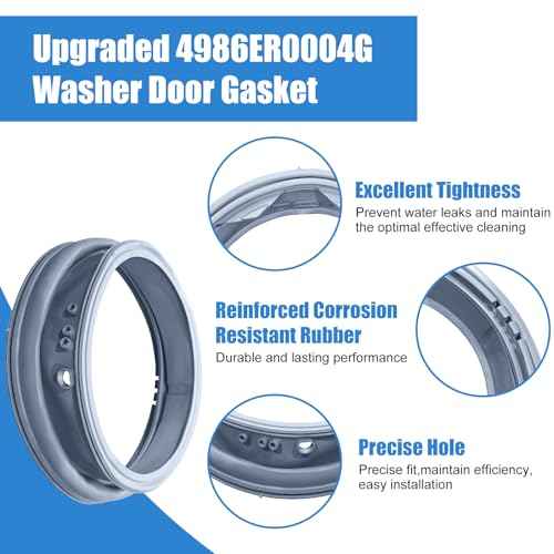 UPGRADED 4986ER0004G Washer Door Gasket With Drain Port Compatible with LG Front Load Washer Door Seal WM2501HWA, WM2501HVA, WM2487HRM, WM2688HWMA Door Gasket Washer Door Boot Rubber Seal Replacement