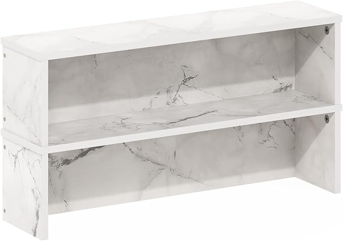 Furinno Helena Kitchen Counter Stackable Organizer Shelf, Set of 2, 23-Inch, Marble White