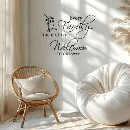 Wall Decals Stickers Inspirational, Every Family has a Story Welcome to Ours, Vinyl Positive Saying Motivational Quotes Decal, Motivational Quote Sayings Wall Stickers DIY Home Decors