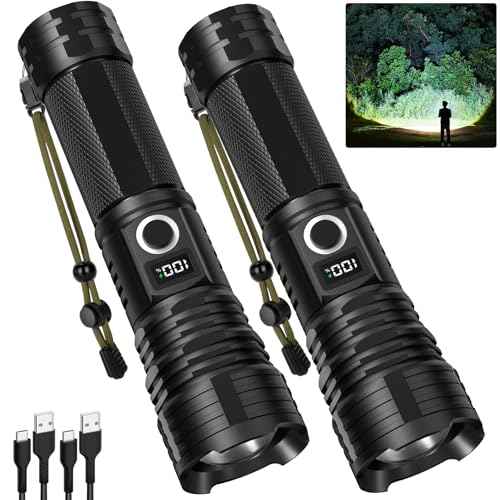 Flashlights High Lumens Rechargeable, 90,000 Lumen Super Bright Tactical Flashlight, High Powered Flash Light with 5 Modes, IPX7 Waterproof Flashlights for Home, Camping, Emergencies