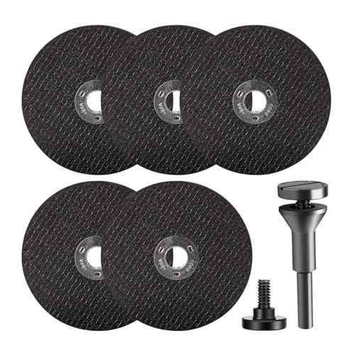 6pcs/Set Cut Off Wheel with 1/4 Stem Mounting Mandrel for Die Grinder, Metal Cutting Wheels Cutter Discs for Metal & Steel Rotary Tool Drill Attachment Bolt Cutter Discs(Color:Black)