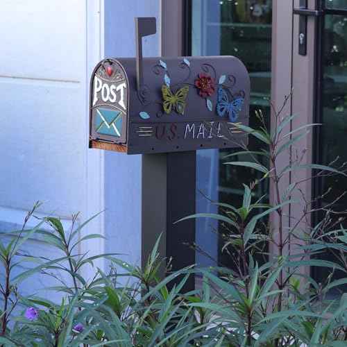 Heavy Duty Mailboxes for Outside, Mail Boxes Post Mount,Decorative Mailboxes Outside Courtyard Garden