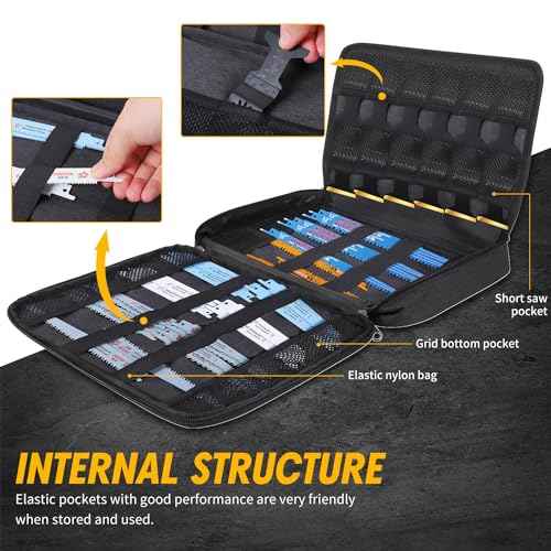 Portable Zipper Saw Blade Storage Case,Empty Case for Sawzall Saws/Sabre Saws Organization,Wood Pruning Saw Blades Carring Case Reciprocating Saw Blades Holder Bag Only