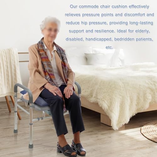 Bedside Commode Cushion - Washable 16.5" X 16.5" Thick Pad PU Cover with Fixing Straps for Commode Chair,Portable Toilet Seat Cushion for Seniors Raz Shower Chair Seat,Brown