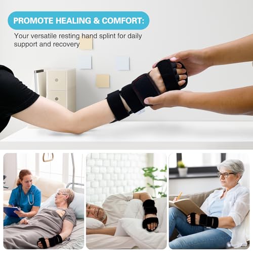 Stroke Resting Hand Splint & Wrist Brace Support Bundle - Prevent Flexion Contractures, Night Immobilizer Wrist Finger Brace with Finger Separator for Stroke Recovery, Arthritis, Tendinitis