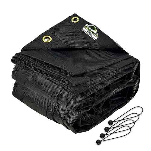 FoundGo 6' x 14' Dump Trailer Tarp [18oz] Heavy Duty Dump Truck Mesh Tarp with Grommets Vinyl Coated Waterproof Truck Cover with Double Pocket incl. 4X Elastic Rope