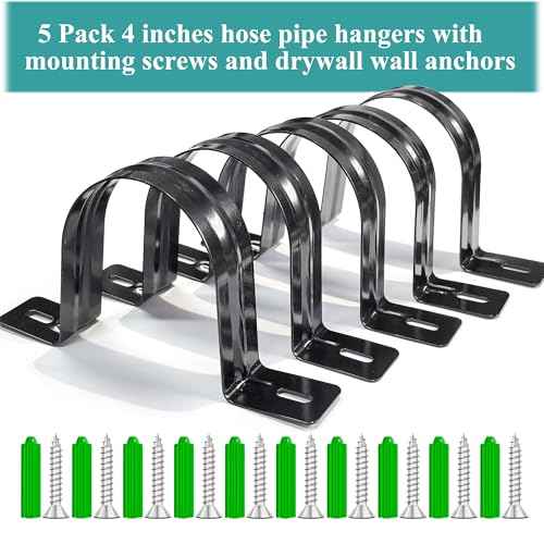 Dust Collection Hose and Pipe Holder Adjustable Hangers Bracket, Don¡¯t Broken Like Plastic After Long Time, Durable Spray Iron, 5 PCS (Black, 4 Inch)