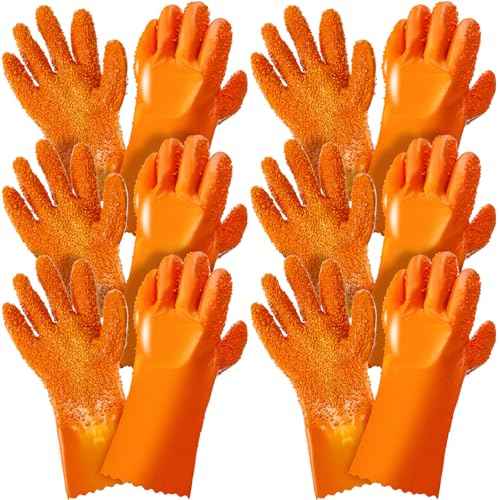 Jecery Sewer Gloves Plumbing Snake Gloves Abrasion Resistant Drain Cleaning Accessory for Men Women Plumber Tools Orange