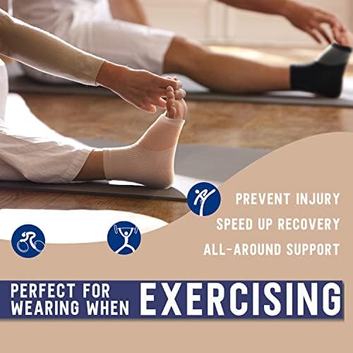 Compression Socks for Women & Men Open Toe (3 Pairs), Ankle Brace Compression Sleeve with Neuropathy, Foot Compression sleeve for Swelling, Pain & Plantar Fasciitis Relief (Beige, L)