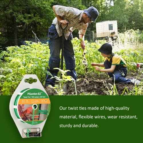 Twist Ties - 328ft Plant Ties PE-Coated Garden Ties with Cutter for Gardening Tomatoes Vines and Office Home Cable Organizing (1Reel/Green)¡¦