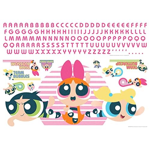 RoomMates RMK5391GM Powerpuff Girls Giant Peel and Stick Wall Decals with Alphabet for Personalization