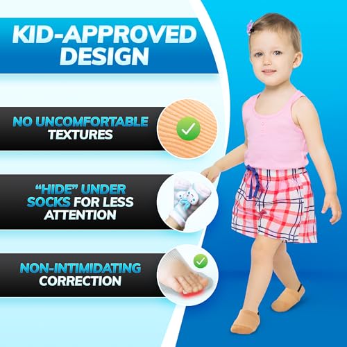 BraceAbility Toe Walking Socks (Pair) - Pediatric Kids Foot Brace for Comfortable Tip Toe Walking Prevention and Correction for Children and Toddlers, Cerebral Palsy Equipment, ADHD Support (S - Beige)