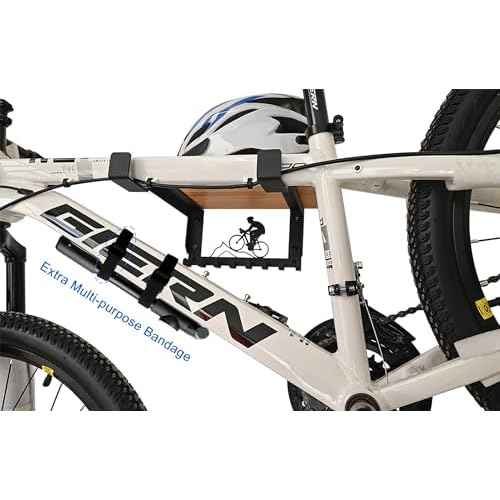 Bike Rack Wall Mount with Shelf and 8 Hooks Offer Horizontal Indoor Bike Storage for Sheds Garages. Wooden Bike Rack Bracket for Road, Mountain, Travel Bicycles, Maximizing Space