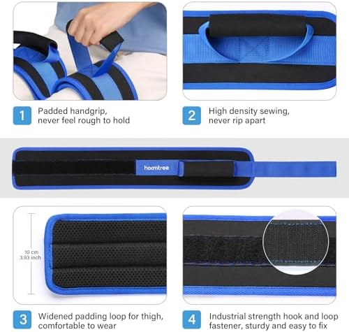 Leg Lifter Strap Set of 2 for Limited Mobility,Thigh Lifter Strap with Padded Grip and Loop for Knee Hip Surgery Recovery,Mobility Aids Tool for Disabled Get in and Out of Bed,Car,Wheelchair