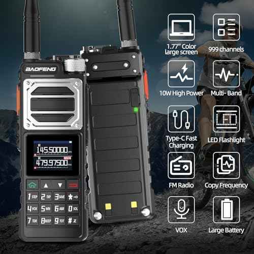 BAOFENG Radio Ham Radio Long Range AR-25R 10W Handheld 5RM Two Way Radio (Upgraded of UV-5R) Long Range Walkie Talkies for Adults,Copy Frequency USB-C Charger AirBand UV-25 2 Way Radio (2 Pack)
