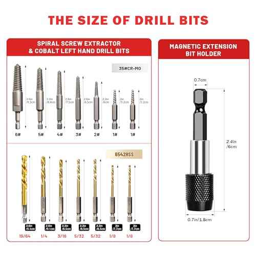 15PCS Stripped Screw Extractor Set, 6542/4341 HSS Steel Left Hand Drill Bit Set Easy Out Screw Extractor Set | 1/4'' Adaptor | Broken Screw Extractor Kit Removing Stripped Screws Bolts