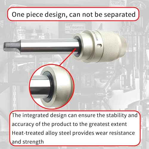 MT3 Keyless Drill Chuck, 1/8" - 5/8" (3-16mm), Titanium Coated Jaws, Integral Shank, APU16 Spanner Wrench, Heavy Duty Self-Tightening Drill Chuck