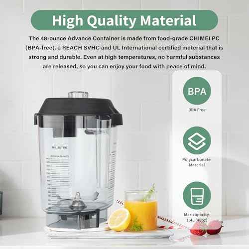 Blender Pitcher 48oz Compatible with Quiet One VM0145 36019 15978 BarBoss Drink Machine Advance Commercial Blender Pitcher Cup Parts, 16016 48 oz Advance Container VM0100A Jar -3 YR Support