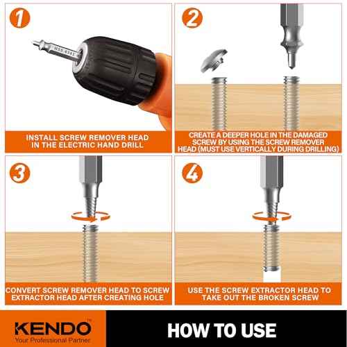 KENDO 6PC HSS Damaged Screw Extractor Set - Remover for Stripped Screws Nuts & Bolts, Drill Bit Tools for Easy Removal of Rusty & Broken Hardware, Easy Removal of Rusty Broken Hardware Gift