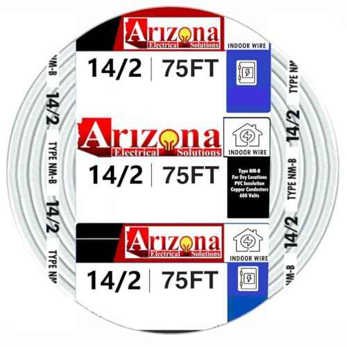 75 FT 14/2 NM-B Copper Wire, #14 AWG, 2 Conductors with Ground, White Jacket