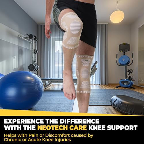 NeoTech Care Knee Support Brace - Breathable - Men, Women, Right or Left (Beige Color, Size M, 1 Pair)