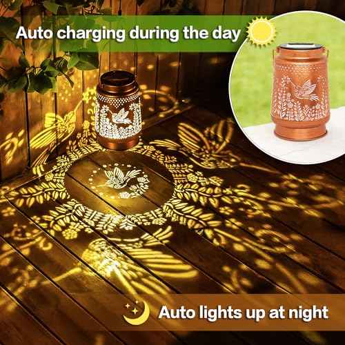2 Pack Hummingbird Solar Lanterns Outdoor Waterproof Hanging Solar Lights Hummingbird Gifts for Women Men Metal Decorative LED Lights for Garden Decor,Yard,Patio,Lawn,Tabletop,Pathway,Landscape