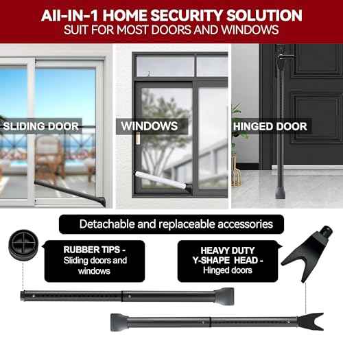 AceMining Upgraded Door Security Bar & Sliding Patio Bar, Heavy Duty Stoppers Adjustable Jammer for Home, Apartment, Travel (1 Pack,Black)