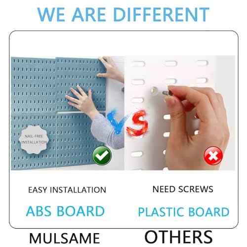 Pegboard Combination Kit, Wall Mounted Storage Set with 4 Pegboards & 14 Accessories Hanging, Blue Peg Boards Organizer for Walls Display, Crafts Organization, Kitchen Organizer, 22" x 22"
