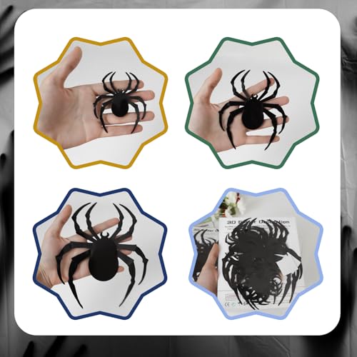 72Pcs Spider Stickers Decorations Black 3D Spider Decals for Wall Window Door Indoor Home Party Classroom Office Decor