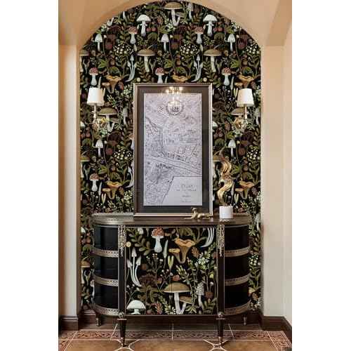 WENMER Floral Peel and Stick Boho Mushroom Wallpaper - Removable, Self-Adhesive, 17.3' x 118'