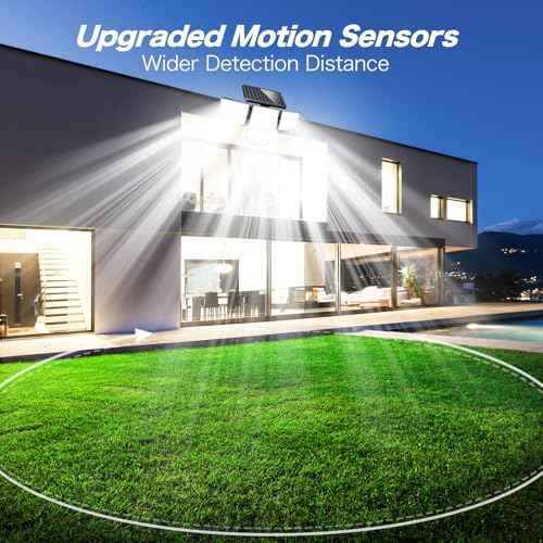 3000LM Outdoor Solar Light - Upgrade 4 Heads 188 LED Solar Motion Sensor Outdoor Lights, IP65 Waterproof Powered Light for Home Darkroom Backyard, 4 Pack