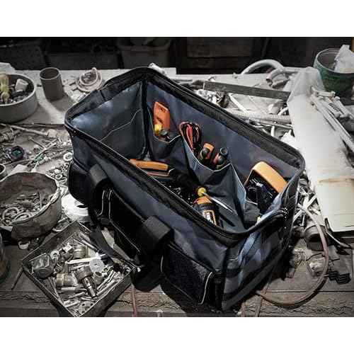 Heavy Duty Tool Bag 15.5-Inch, 16-Pocket Portable Empty Tool Box Organizer Storage, Toolbox Organization, 1680Dwaterproof Oxford cloth .Soft Handle Carrying Toolbag with Large Zipper.